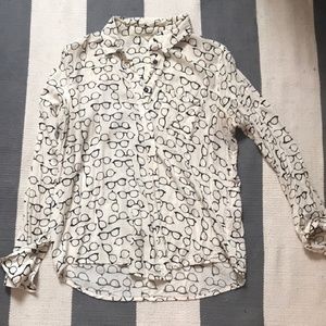 Cute button up glasses blouse
